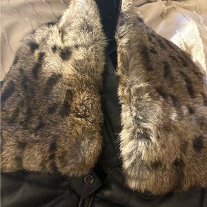 Y2K Mob Wife Leather Puffer Vest w/ Fur Collar | Small | NWOT